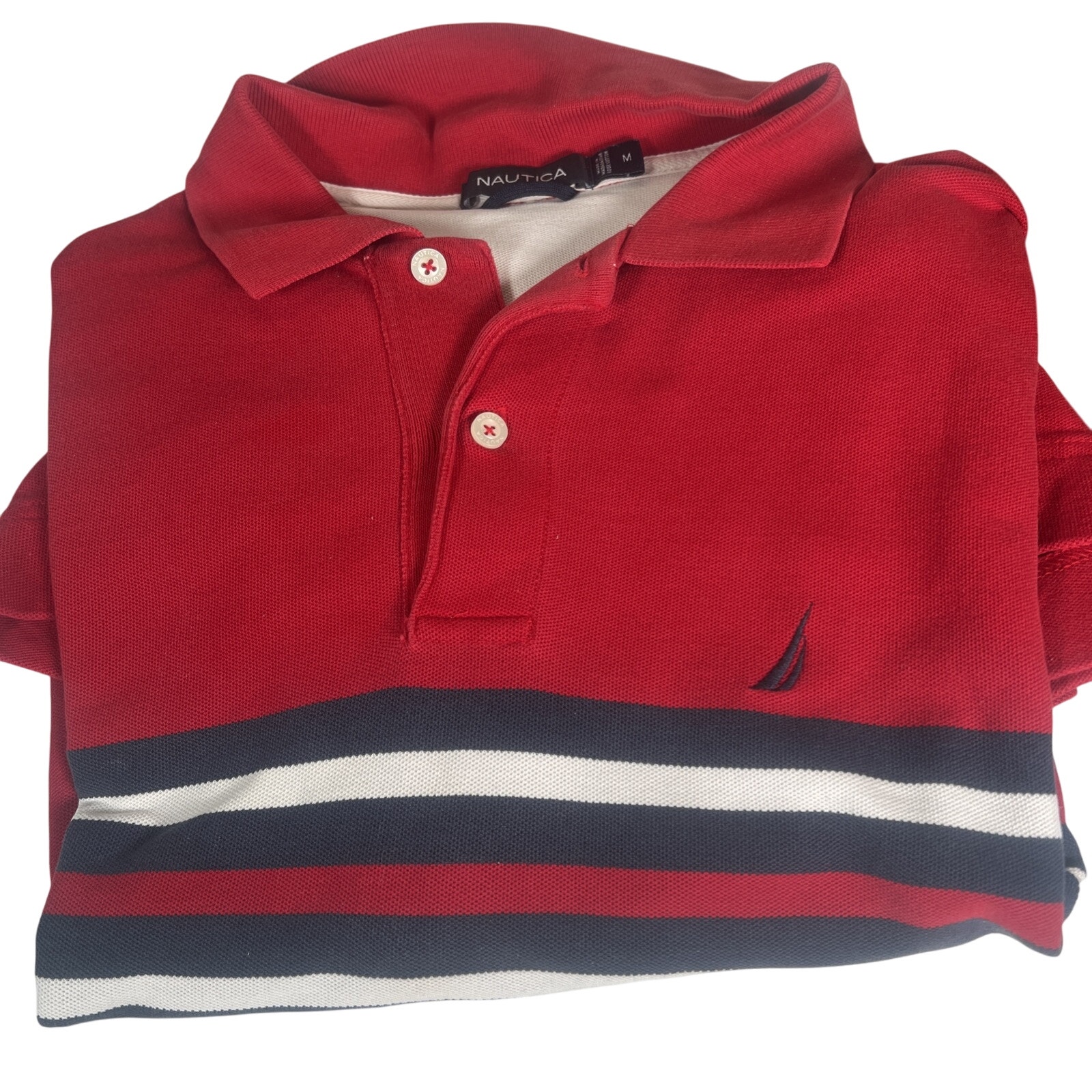 Nautica Heritage Championship Sailing Yacht Mens Red Polo Shirt M Length 27